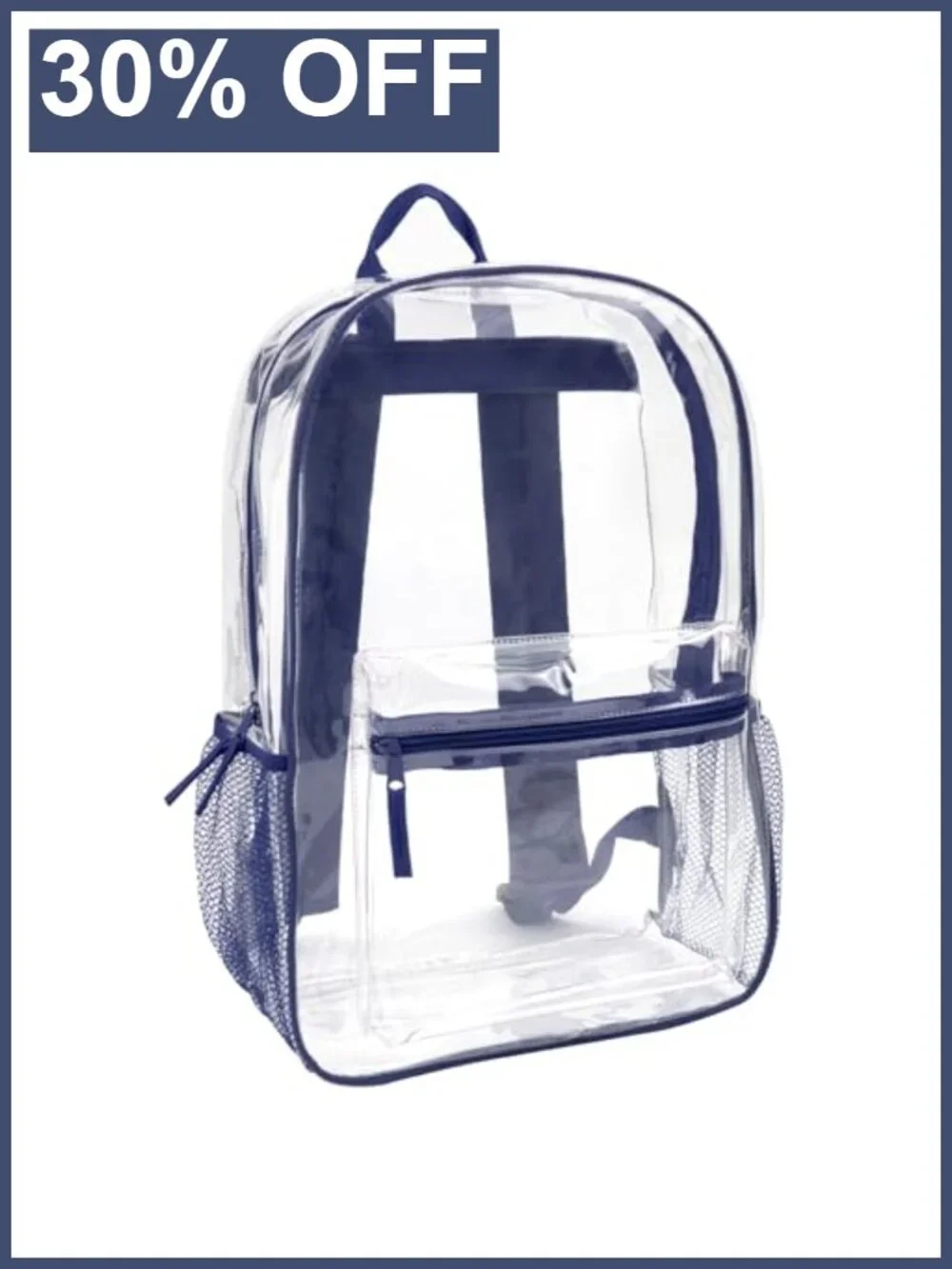 Clear Backpack Heavy Duty with Padded Straps, Side Pockets, School Approved